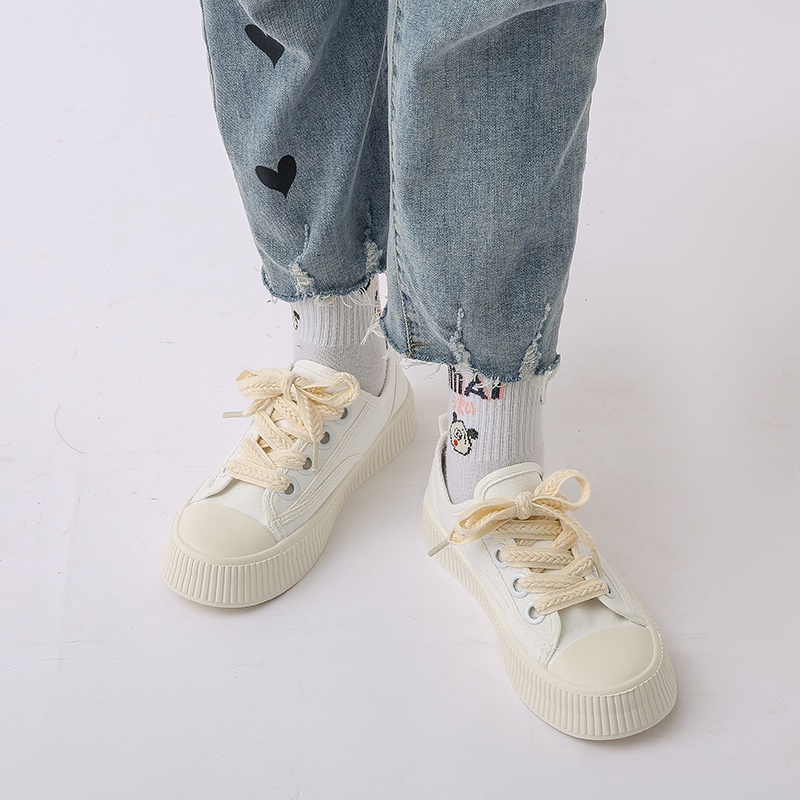 IELGY Giày Thể Thao Vải canvas Màu Đen Cổ Thấp Thời Trang Hàn Quốc Cho Nữ