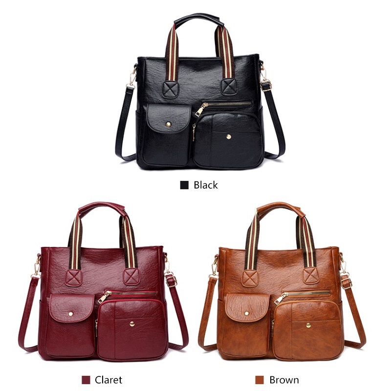 MISCHA Túi Xách Da PU Cỡ Lớn Màu Trơn Phong Cách Hàn Quốc Thời Trang Cho Nữ