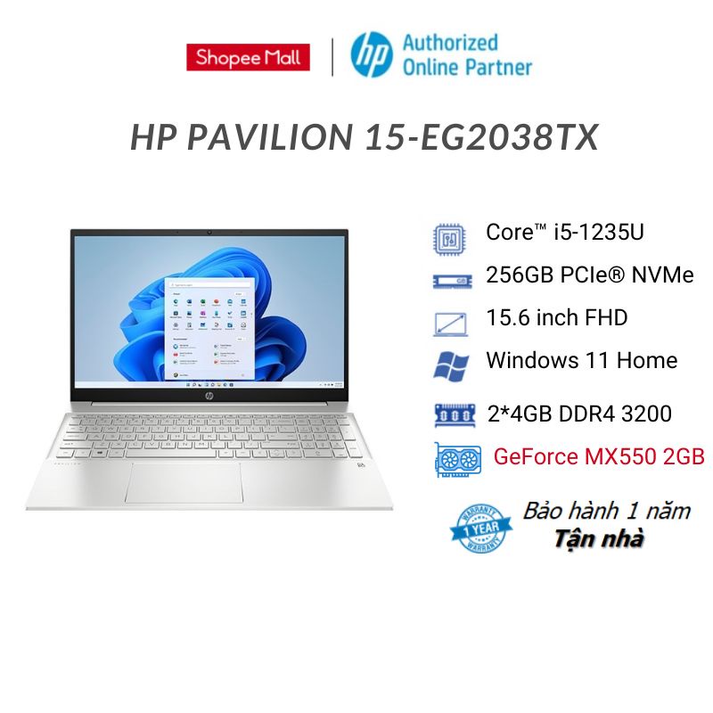 Laptop HP Pavilion 15-eg2038TX (Core ™ i5-1235U + VGA MX550 2GB)