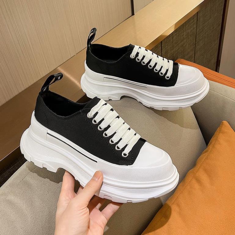 Gày Thể Thao Độn Đế Nam Nữ Unisex Sneaker Dáng Trơn Đế Mềm Uzzlang