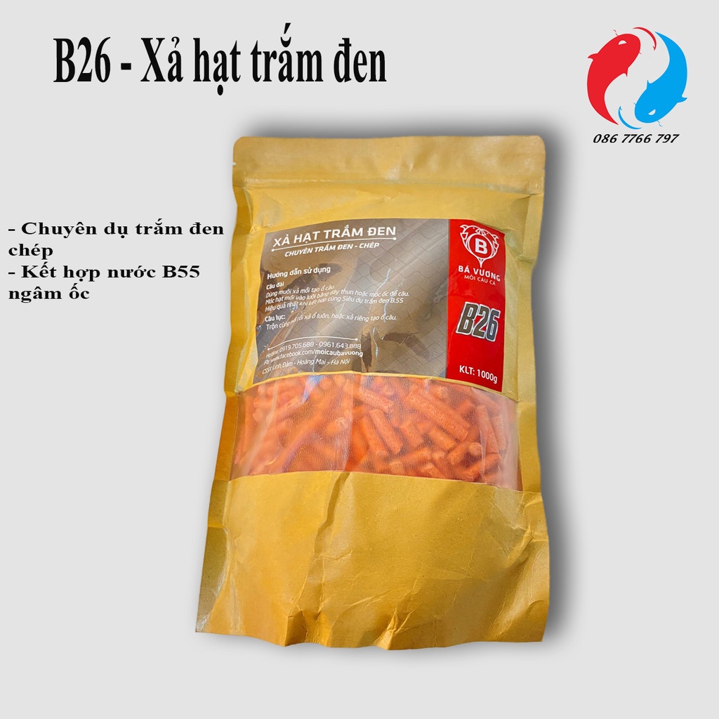 Mồi Câu Bá Vương B26 - Mồi Câu, Hạt Xả Dụ Trắm Đen Siêu Cấp - KhoaHuyen Fishing