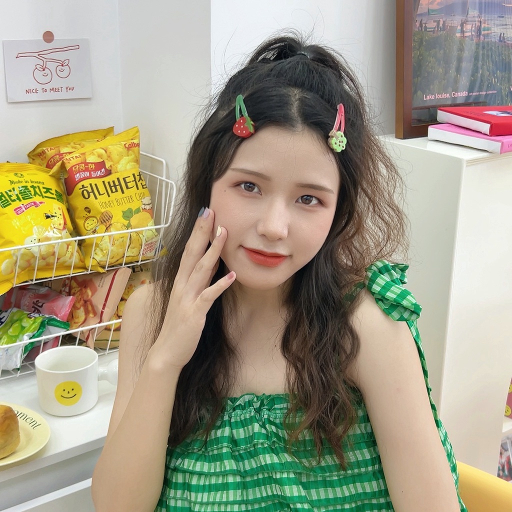 Set 2 Kẹp Tóc Hình Trái Táo Dưa Hấu Dễ Thương Cho Bé Gái