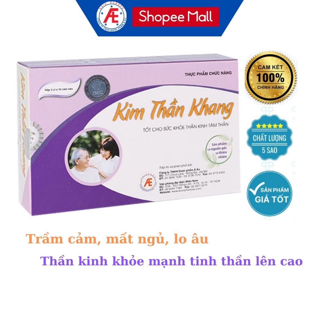 Kim Thần Khang - Hỗ trợ Mất Ngủ, Rối Loạn Lo Âu, Đau Đầu, Giúp Dưỡng Tâm, An Thần hộp 30 viên