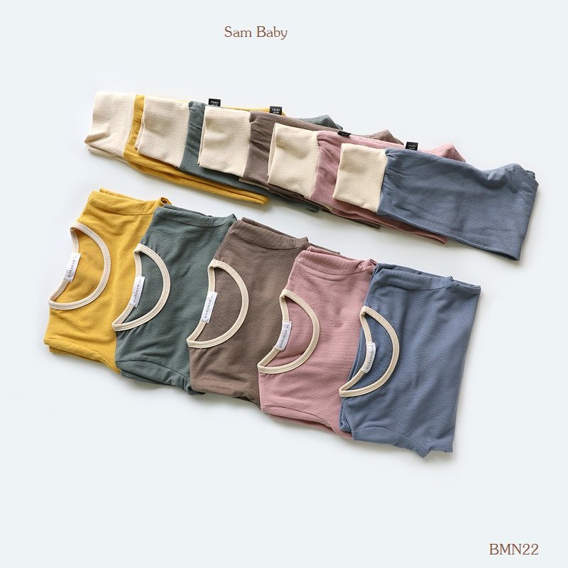 Bộ đồ thu đông dài thu đông tay chất len tăm mềm mịn, mỏng nhẹ Minkymon cho bé trai bé gái - Sam Baby- BMN22