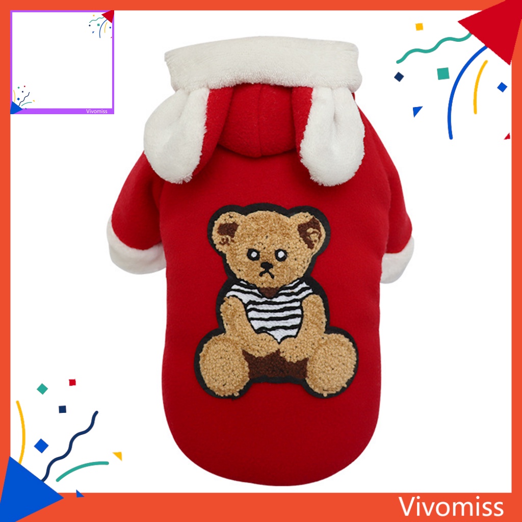 Áo Khoác Mùa Đông Dày Dặn Chống Mài Mòn Thêu Họa Tiết Gấu Cho Thú Cưng