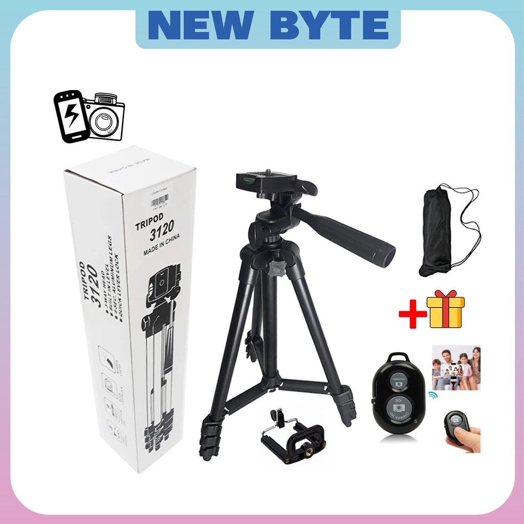 Gậy tripod 3120, giá đỡ livestream chụp ảnh 3 chân kết hợp remote tương thích nhiều dòng máy điện thoại và máy ảnh