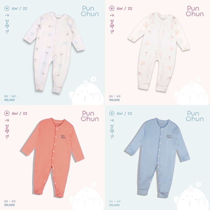 bộ áo liền quần body dài tay Punchun cho bé