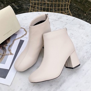 Boot để vuông 5p da bổ cổ ngắn
