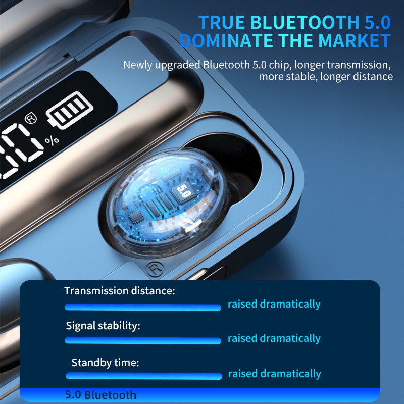 F9/M10 Tai Nghe Bluetooth 2000mAh Battery Led Display True Wireless Chống Nước Cảm Ứng Tai Nghe Không Dây