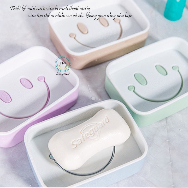 [❌GIÁ SỈ❌] Khay Đựng Xà Bông Xà Phòng 2 Lớp Hình Mặt Cười Dễ Thương (Để Trên Bề Mặt) 88217