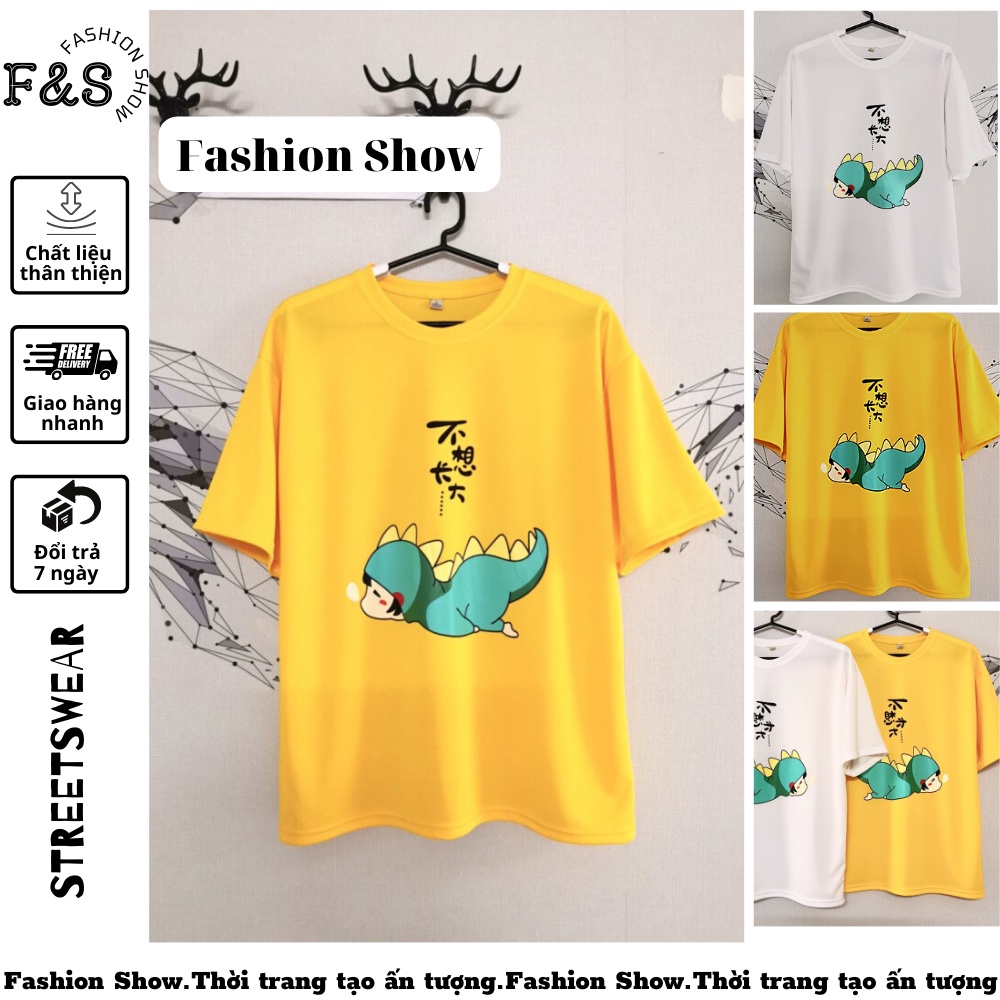 Áo thun tay lỡ unisex KHỦNG LONG NGỦ NƯỚNG- Áo phông nữ form rộng cho cặp đôi phong cách hàn quốc