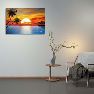 Tranh thêu chữ thập đính đá tròn hình mặt trời biển diy treo tường trang - ảnh sản phẩm 3