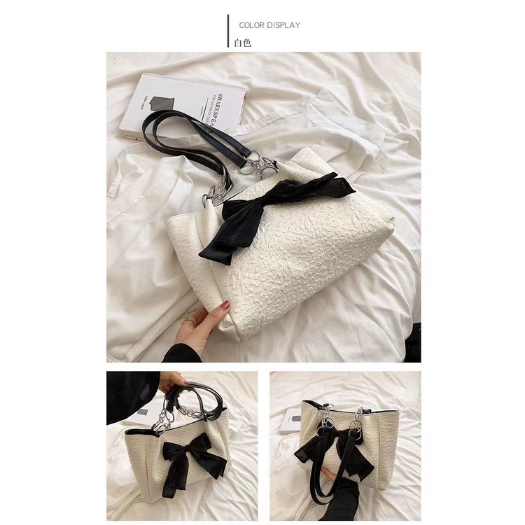 Túi xách canvas thắt nơ lớn cho nữ size 34 X 24CM - Có thể chứa máy tính 12 inch