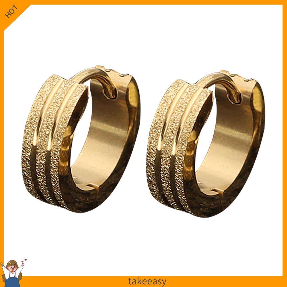 Khuyên tai tròn bằng thép không gỉ thời trang cá tính cho nam và nữ