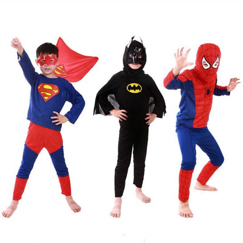 bộ quần áo siêu nhân / người nhện/người dơi kèm mặt nạ hoá trang cosplay
