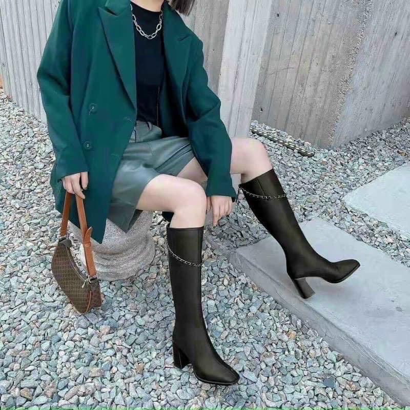 MÃ C9933-209 BỐT ĐÙI DA LÌ PHỐI XÍCH FULL BOX