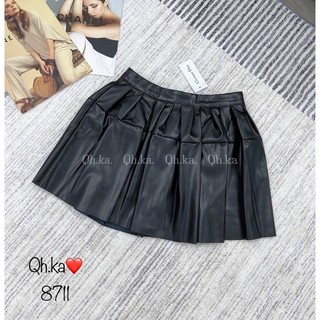 Chân váy da xếp ly phồng mông