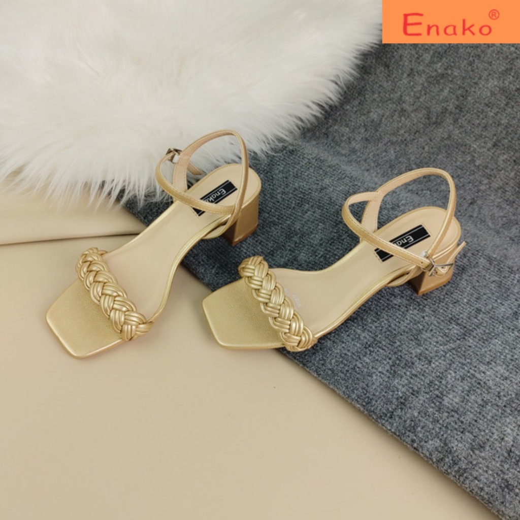 Sandal cao gót enako tp13579- mũi vuông quai hậu gót cao 5cm