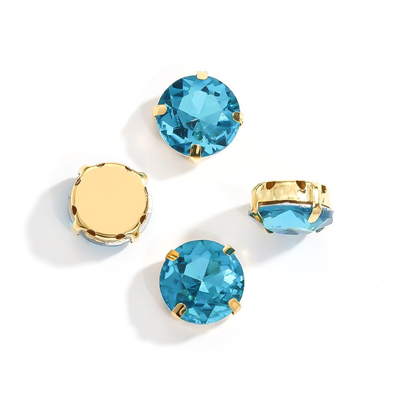 Kim Cương Giả Hình Tròn Có Móng Vuốt Màu Vàng Thêu Trên Váy Đính Đá Pha Lê Thủ Công