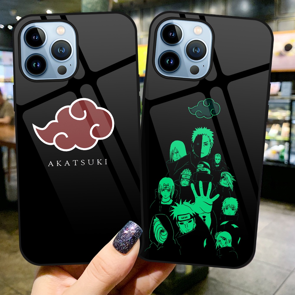 Ốp Điện Thoại Kính Cường Lực Dạ Quang In Hình Anime Naruto Cho iPhone 14Pro 11 13 Pro Max 12 14Plus