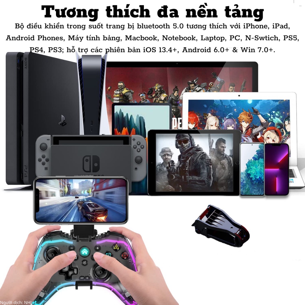 🎁TẶNG DÂY SẠC🎁Tay cầm chơi game S03 - LED Bluetooth,Wireless chơi game FO4|PES2022|Genshin Impact|Liên quân|Minecraft