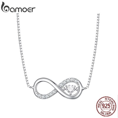 BAMOER Vòng cổ MặT HìNh TráI Tim Vô Cực ThờI Trang Cho Nữ