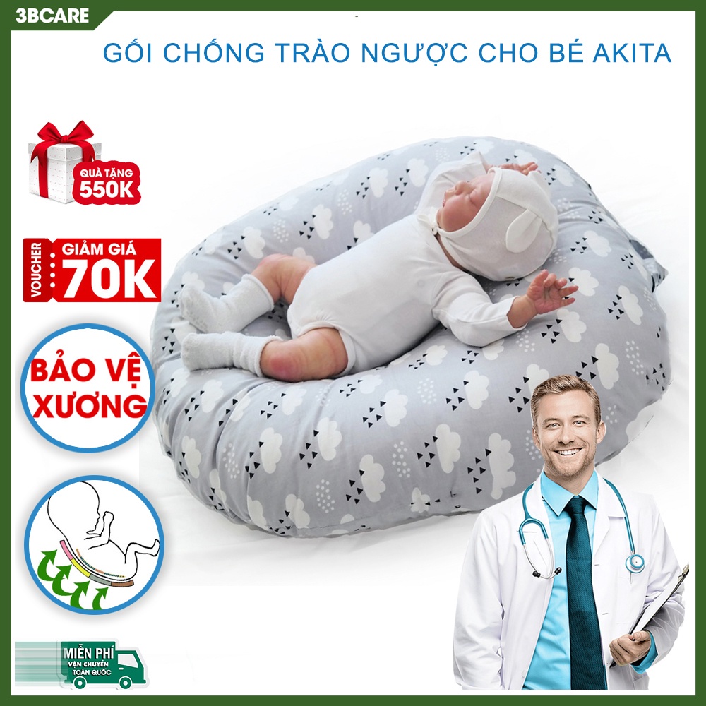 Gối chống trào ngược cho bé AKITA ROYAL K75 100% không xẹp lún - Shop 3B Care
