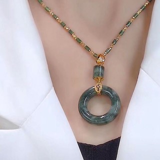 Mặt vòng cổ bạc s925 đính đá ngọc bích an toàn không gây dị ứng