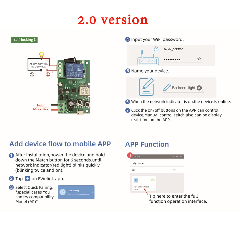 Mô Đun Công Tắc WiFi Không Dây Thông Minh USB 5V