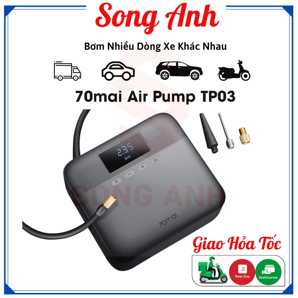 Máy Bơm Lốp Ô Tô Tự Động Xiaomi 70MAI Midrive TP03 Nhỏ Gọn Mini Bơm Khoẻ - 70mai Air Compressor Lite - Bảo Hành 12 Tháng