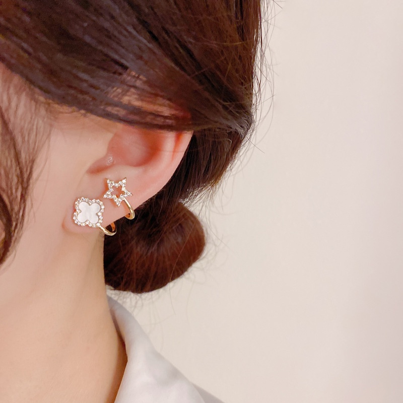 Bông Tai Bạc 925 Hình Cỏ Bốn Lá Thời Trang