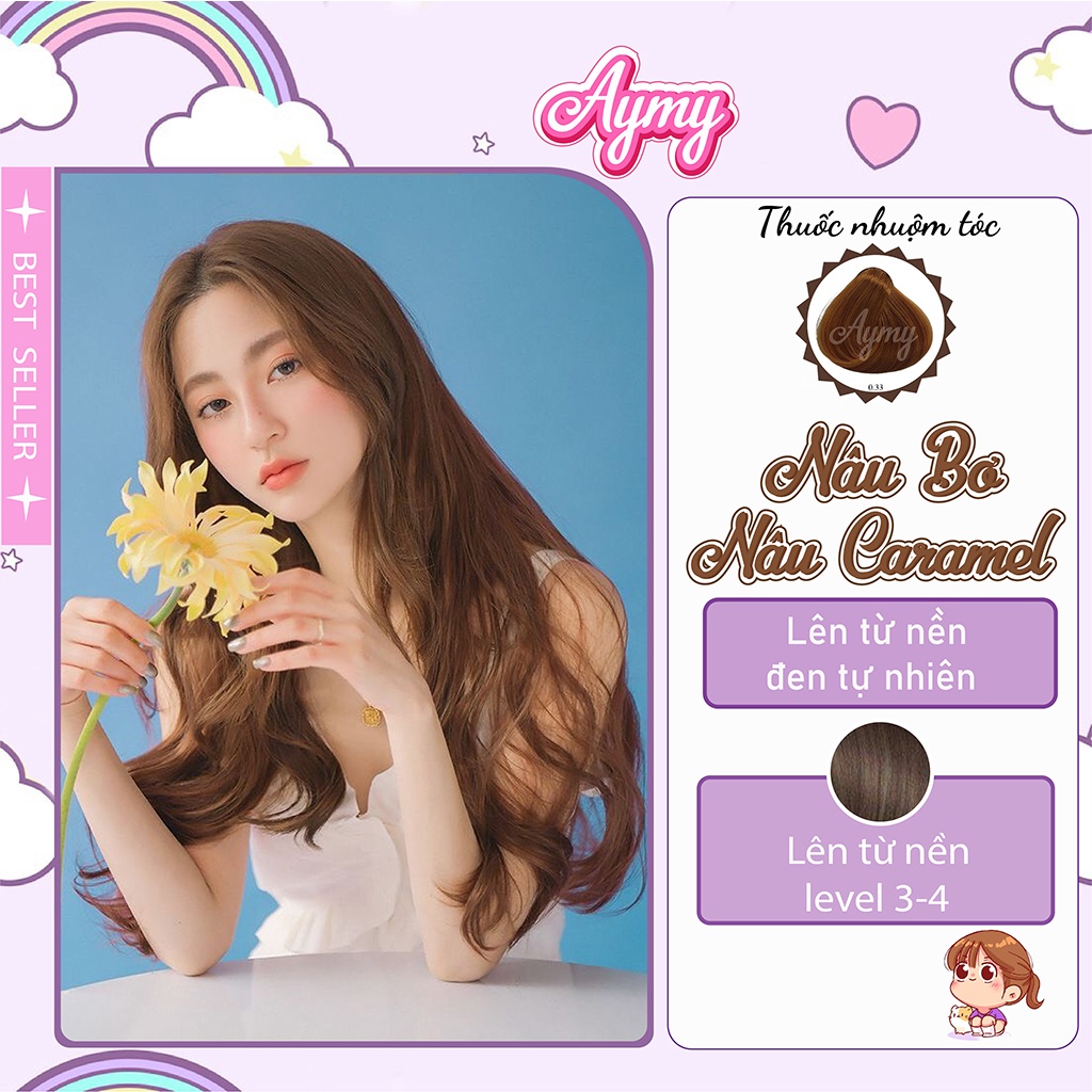 Thuốc Nhuộm Tóc Màu NÂU CARAMEL - NÂU BƠ Không Tẩy | Chuẩn Chính Hãng Tại Nhà Aymy