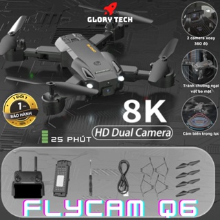 Hình ảnh ✈️TẶNG DÂY SẠC +PIN✈️ Flycam giá rẻ Q6-Drone Máy bay điều khiển 2 CAMERA 8K Cảm biến chống va chạm 4 chiều, Theo dõi