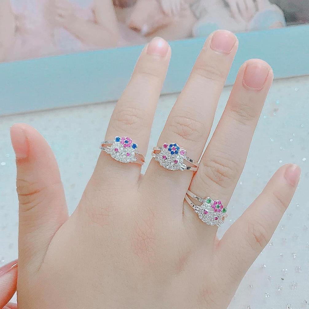 Nhẫn mèo cho bé chuẩn bạc ta , nhẫn thân chữ V dày dặn dễ đeo