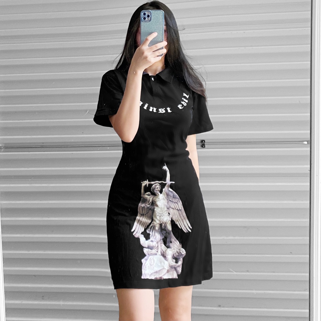 Đầm Polo Cotton Hoạ Tiết AGAINST EVIL (có big size)