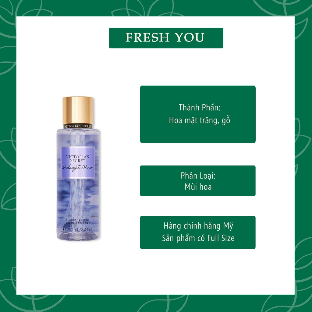 Midnight Bloom - Xịt thơm toàn thân body mist Victoria's Serect - fresh you