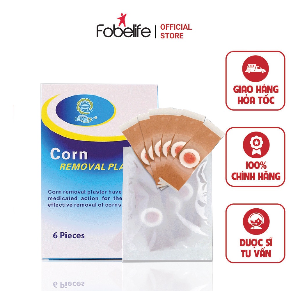 [Mã FMCGMALL -8% đơn 250K] Miếng Dán Mụn Cóc Corn plaster KangDi Fobe - hộp 6 miếng