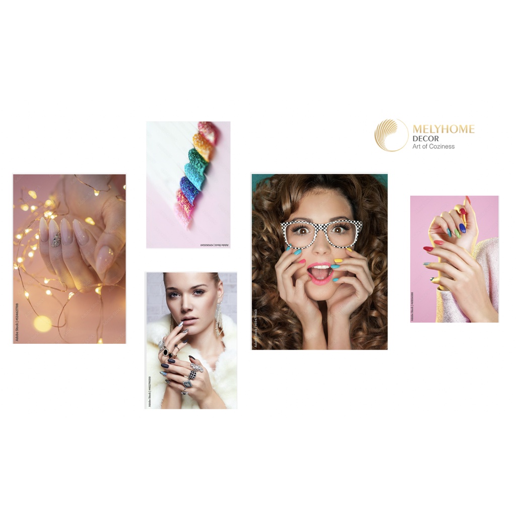 Combo nhiều tranh 5 6 bức - tranh trang trí salon nail móng t đẹp spa làm tóc mẫu tóc dán tường treo tường tóc - MELYHOM
