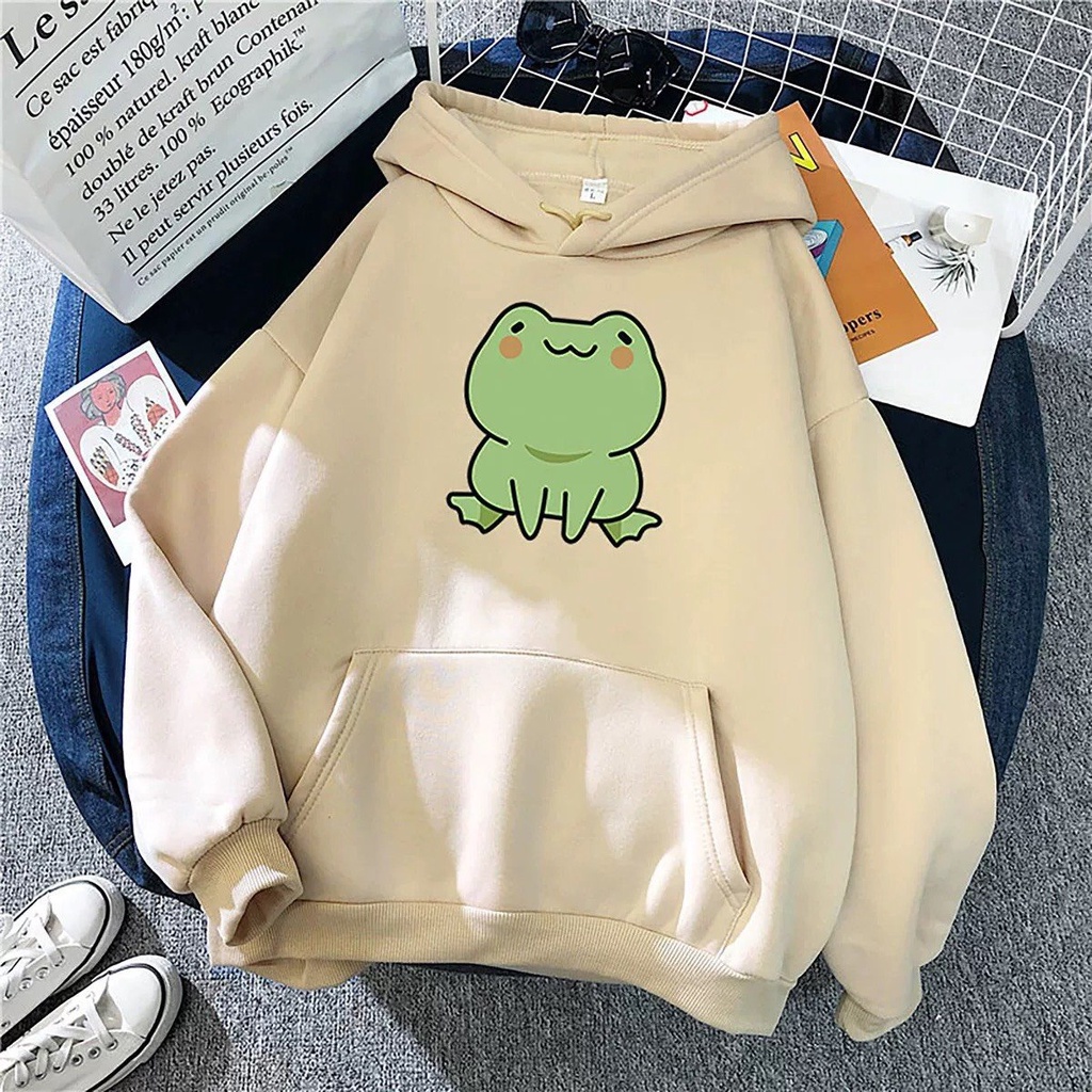 Áo hoodie mũ Ếch xanh nhiều màu, Áo nỉ Unisex from rộng, Chất nỉ ấm mặc không xù, thiết kế phong cách - MODY