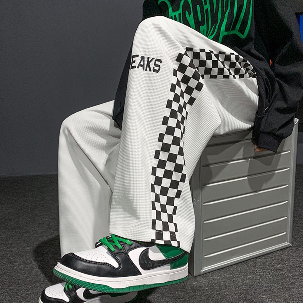 Quần culottes nam SOZO dáng suông rộng thể thao viền sọc caro - JOGGER NAM 002C