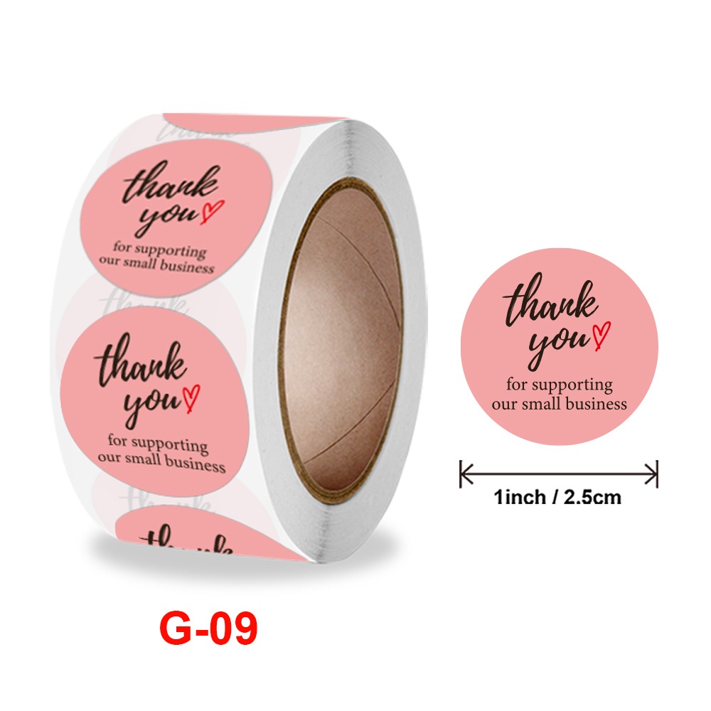 Cuộn 500 tem Sticker Thank you in màu tự dính 2.5cm - Tem cảm ơn