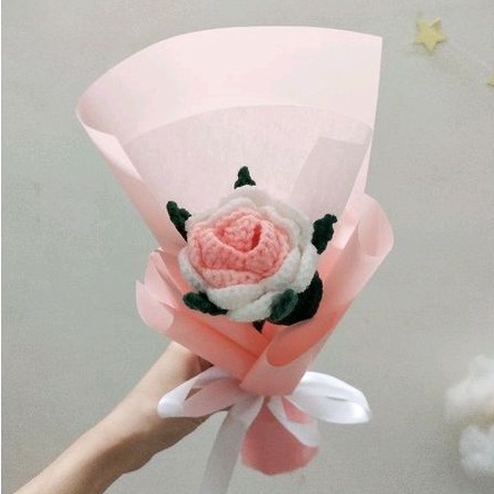 1 Bông hông len handmade màu omber  xinh xắn làm quà tặng 20/10, 20/11, valentime, ngày nhà giáo, decor trang trí phòng