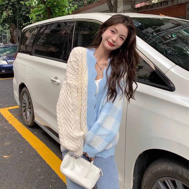 Áo Khoác Cardigan Dệt Kim Sọc Ca Rô Thời Trang Trẻ Trung Ngọt Ngào Cho Nữ 2022