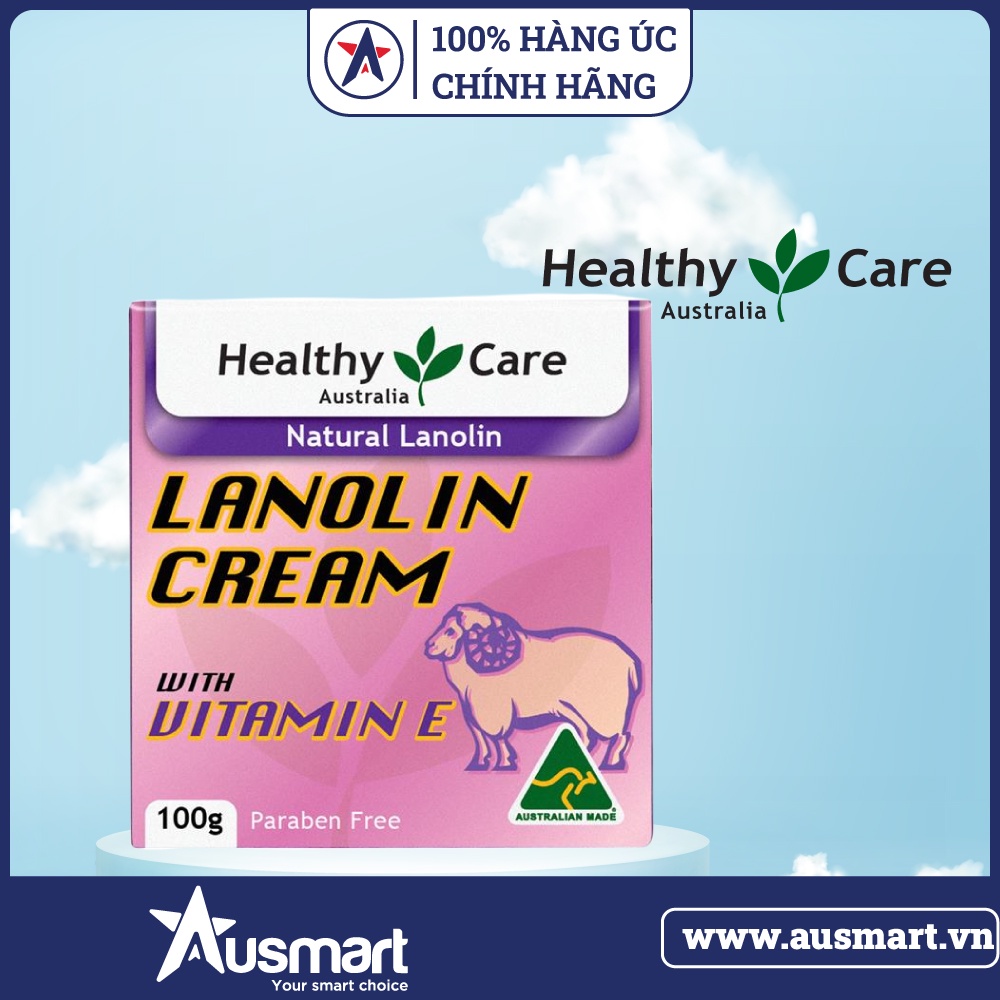 Kem dưỡng da nhau thai cừu & Vitamin E Healthy Care Natural Lanolin & Vitamin E Cream 100g