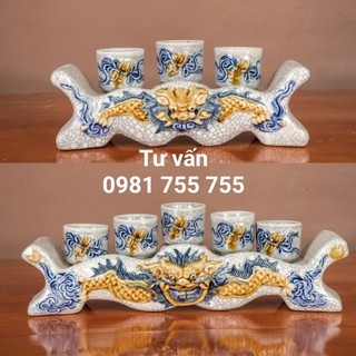 Kỷ ngai chum nước men rạn rồng đắp nổi- gốm sứ bát tràng hàng loại 1