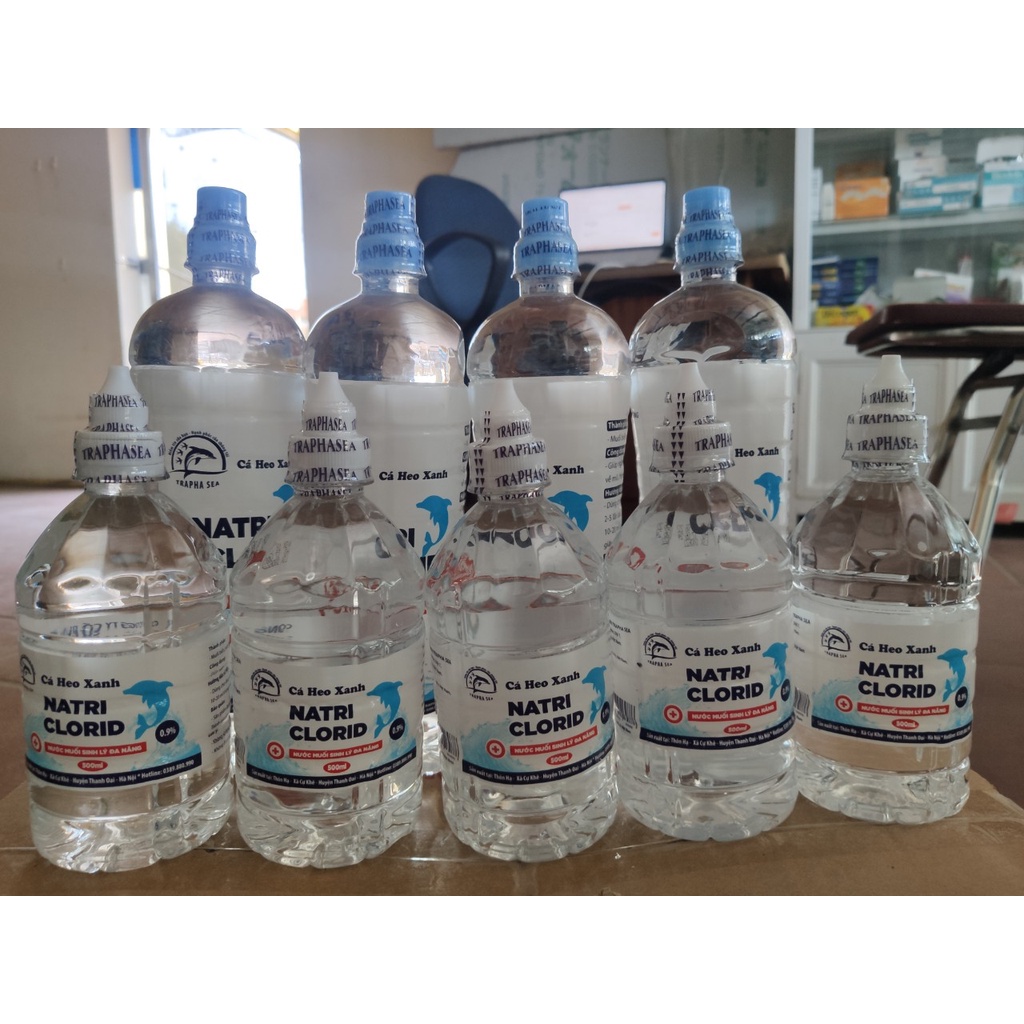 Nước muối sinh lý 0.9% - giúp vệ sinh Tai , Mũi Họng , xử lý các vết thương (chai 500ml và 1 lít)