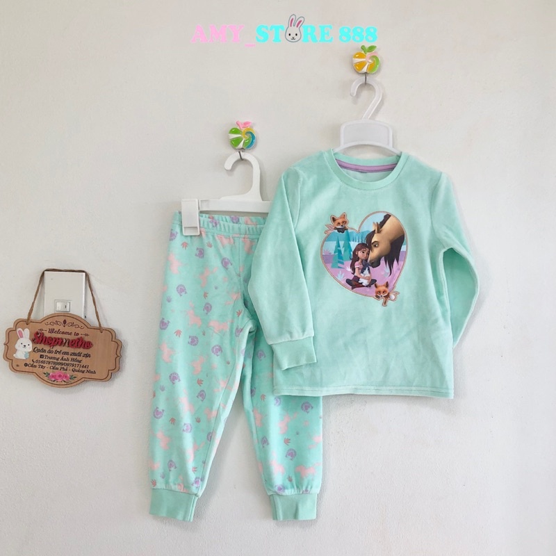 Bộ dài tay thu đông bé gái chất nỉ nhung mềm hàng C&amp;A dư xịn