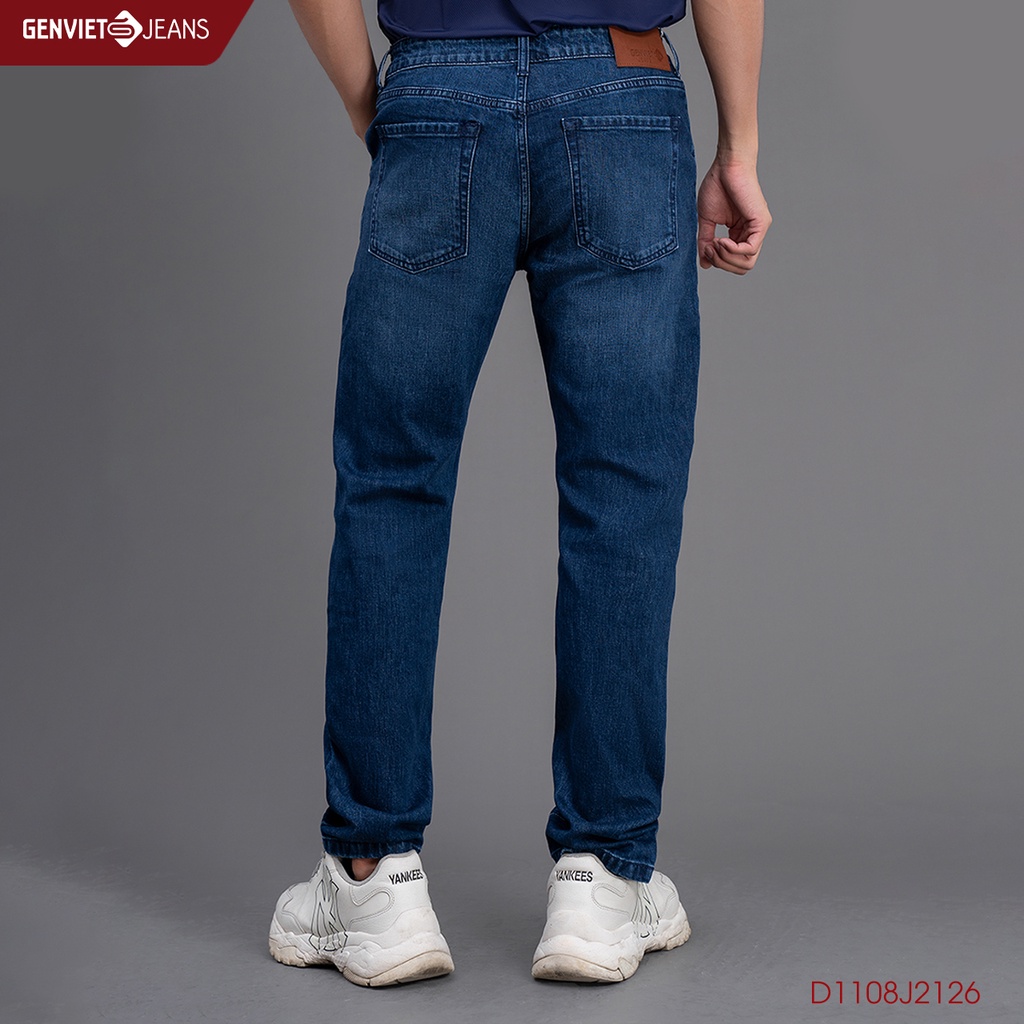 Quần Jeans Nam Genviet Trơn Chất Bò Mềm Cao Cấp Basic Dáng Đứng Không Phai D1108J2126