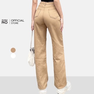 Quần jean nữ ống rộng suông jeans cạp cao GUGUNO phong cách ulzzang