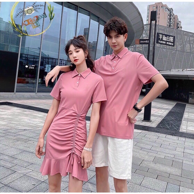 Váy đôi polo rút thun một bên phong cách cho mùa hè chất liệu mát mẻ (Ảnh thật)